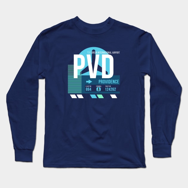 Providence (PVD) Airport // Sunset Baggage Tag Long Sleeve T-Shirt by Now Boarding